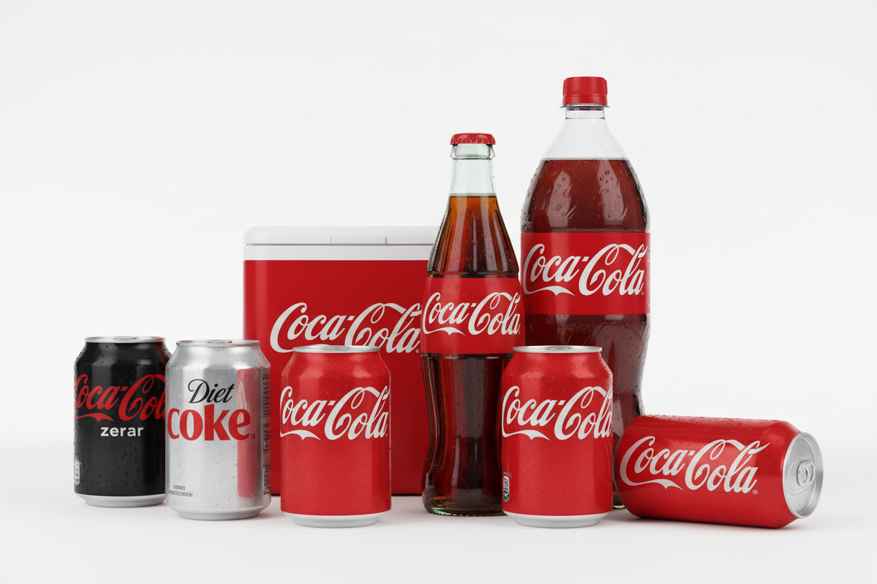 coca products white background 